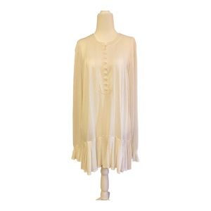 Free People • Ivory • Tunic Blouse / Dress • Medium • Buttons • Flounced Sleeves